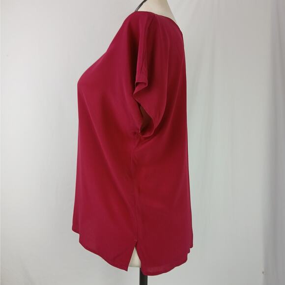 Max Mara SZ 12 Raspberry 100% Silk Cap Sleeve Blouse - Picture 6 of 8